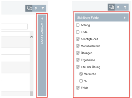 Auswahl der sichtbaren Felder