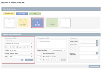 Détails d'un module en salle