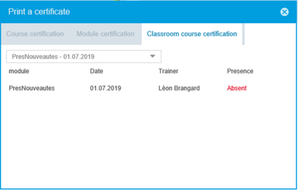 Classroom course certification