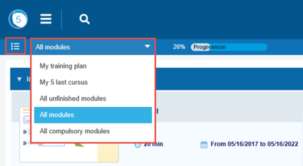 Drop-down list My training plan