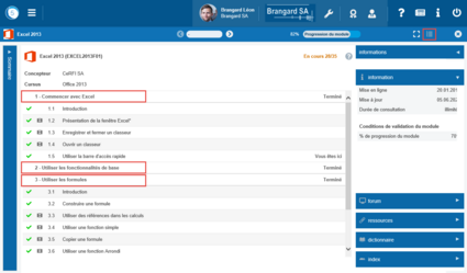 Affichage des chapitres avec ou sans les leçons