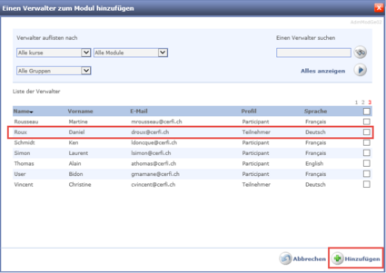 Einen Verwalter zum Modul hinzufügen