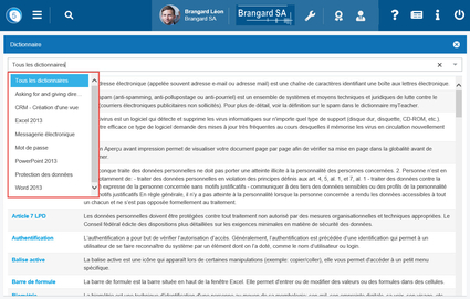 Choix du dictionnaire