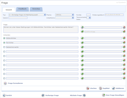 Einmalige Frage mit Mehrfachauswahl