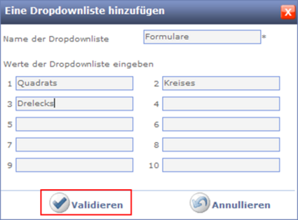 Eine Dropdownliste hinzufügen