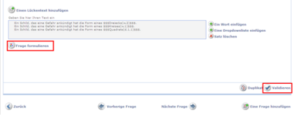 Frage in Form eines Lückentexts