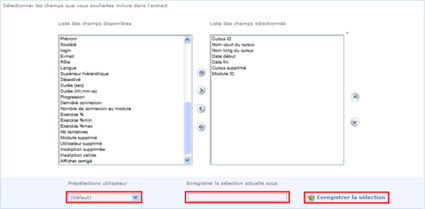 Enregistrer la sélection