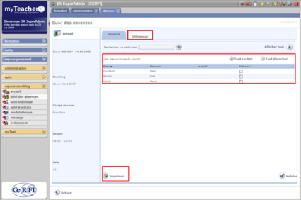 Liste des participants inscrits