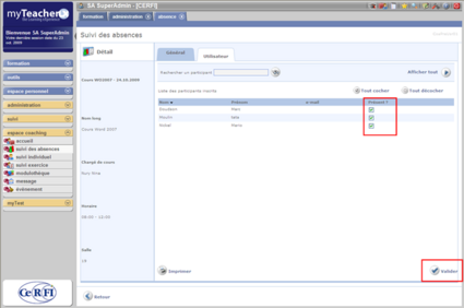 Liste des participants inscrits