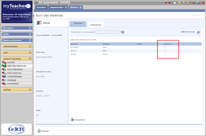 Liste des participants inscrits