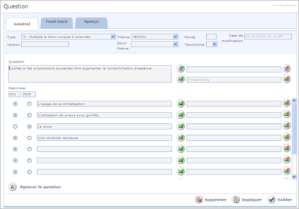 Multiple à choix unique - 2 colonnes