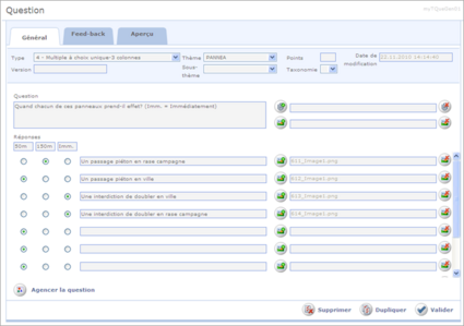 Multiple à choix unique - 3 colonnes