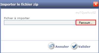 Importer le fichier zip