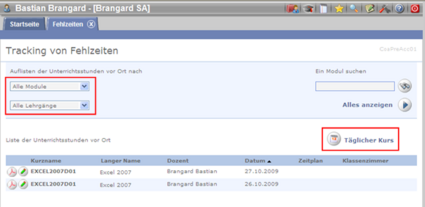 Bereich Coachin>Tracking von Fehlzeiten