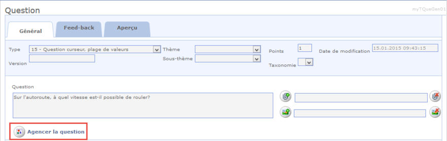 Question curseur, plage de valeurs