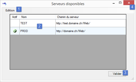 Choix du serveur myTeacher