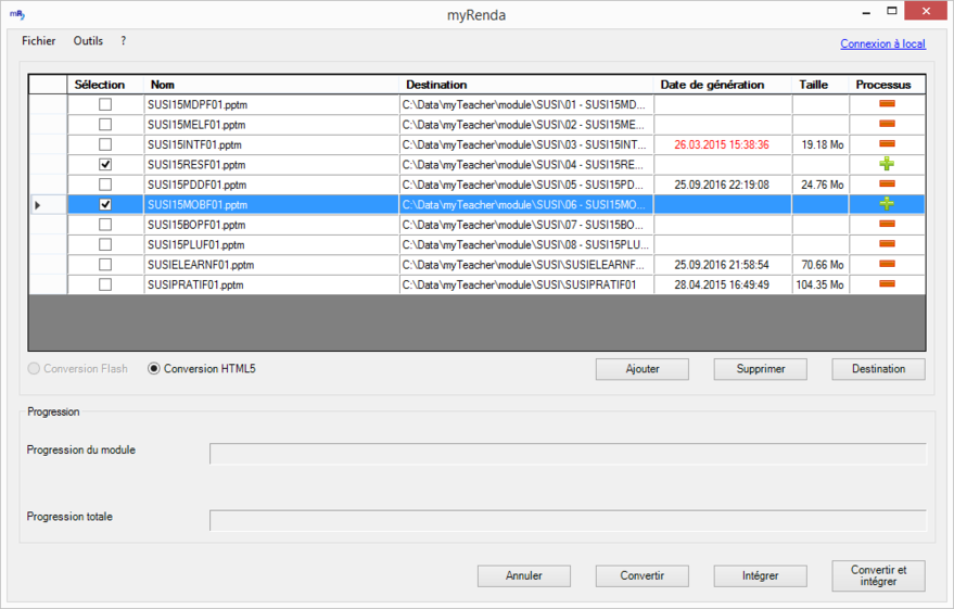 Sélection de modules