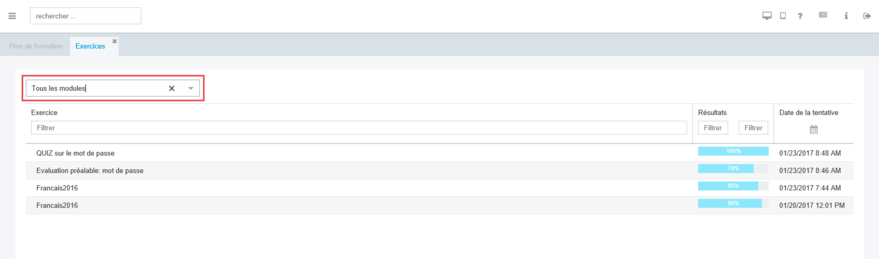Liste des tentatives