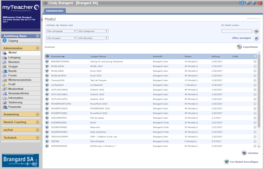 Bereich Administration