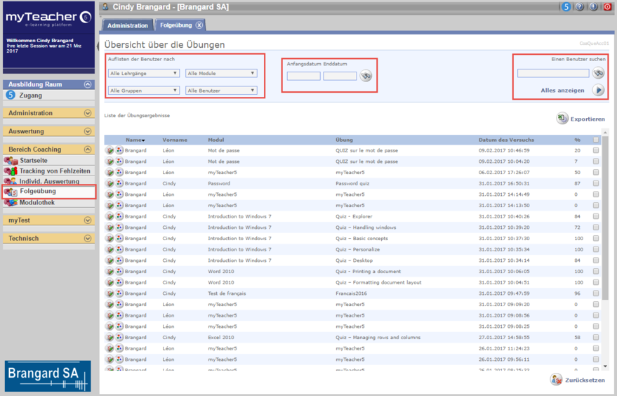 Bereich Coaching > Folgeübung