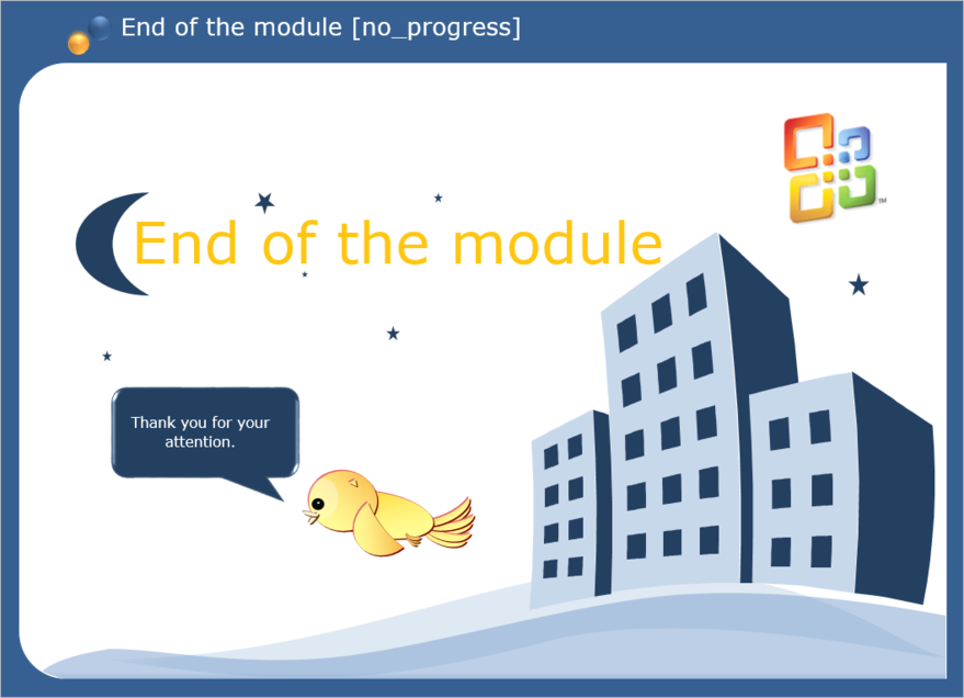 Example of lesson not taken into account in the progress