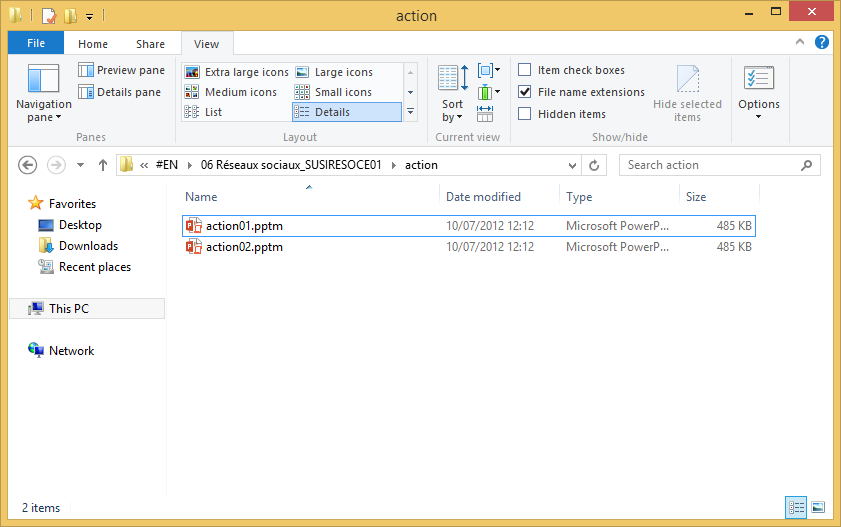 Folder action containing a file pptm by action