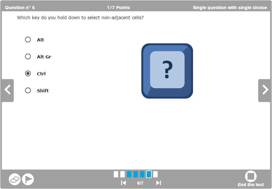 Preview in myTeacher of a question radio button type with image in the background