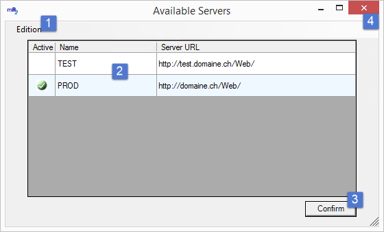 Choice of the server myTeacher