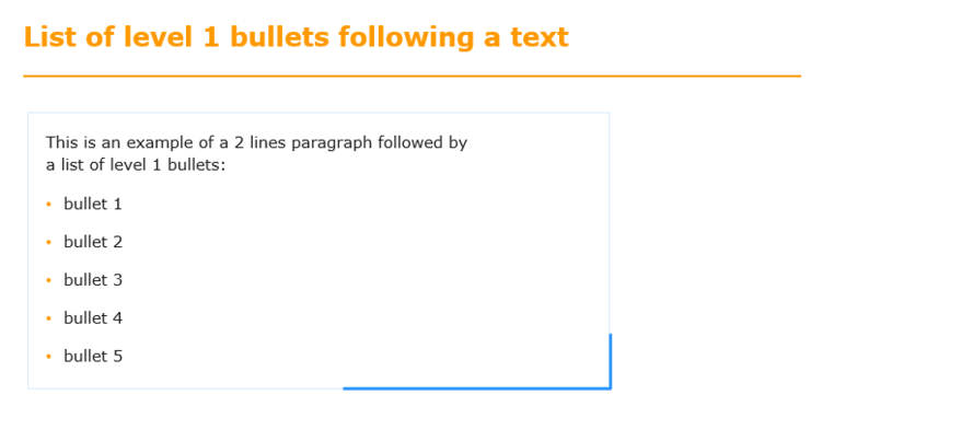 List of level 1 bullets following a text