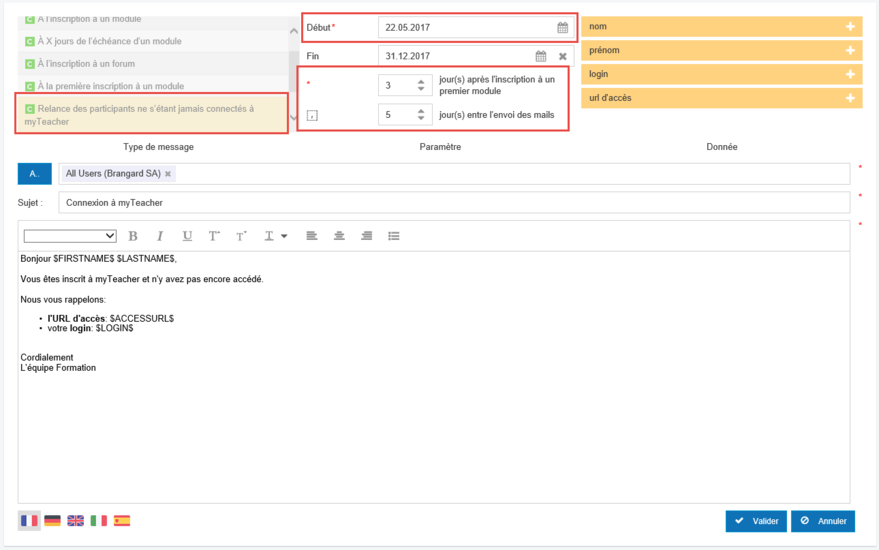 Relance des participants ne s'étant jamais connectés à myTeacher