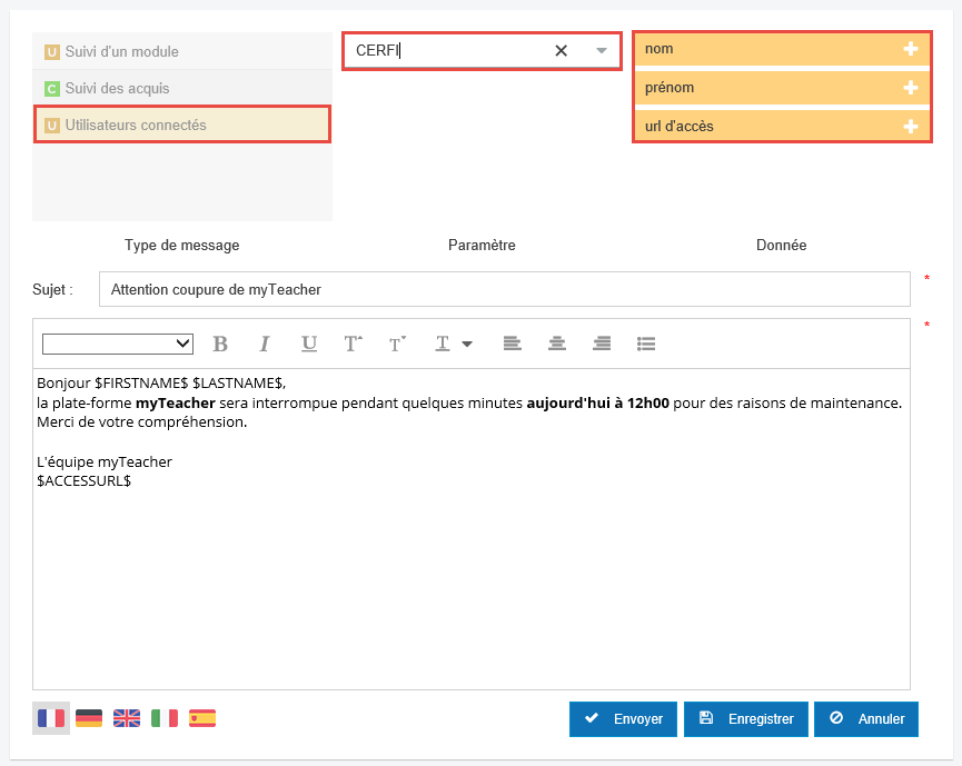 Utilisateurs connectés