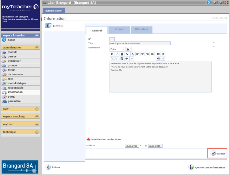 Détail de l'information