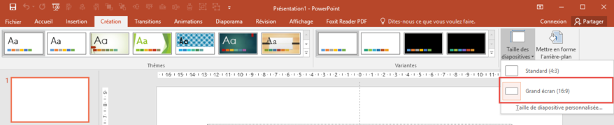 Taille des diapositives