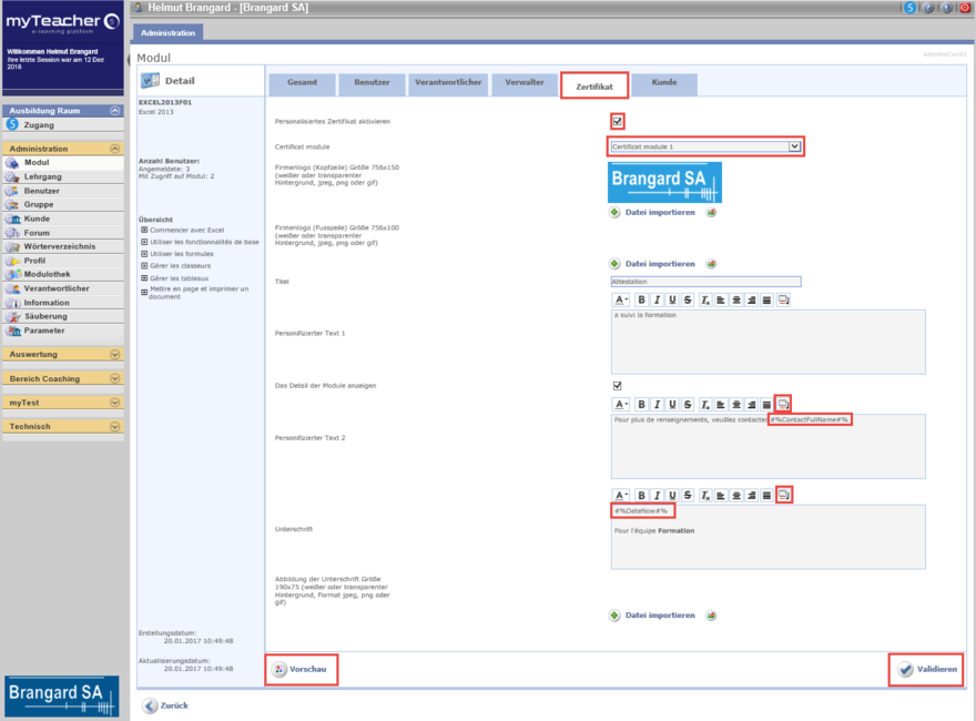 Ein Modul-Zertifikat personifizieren