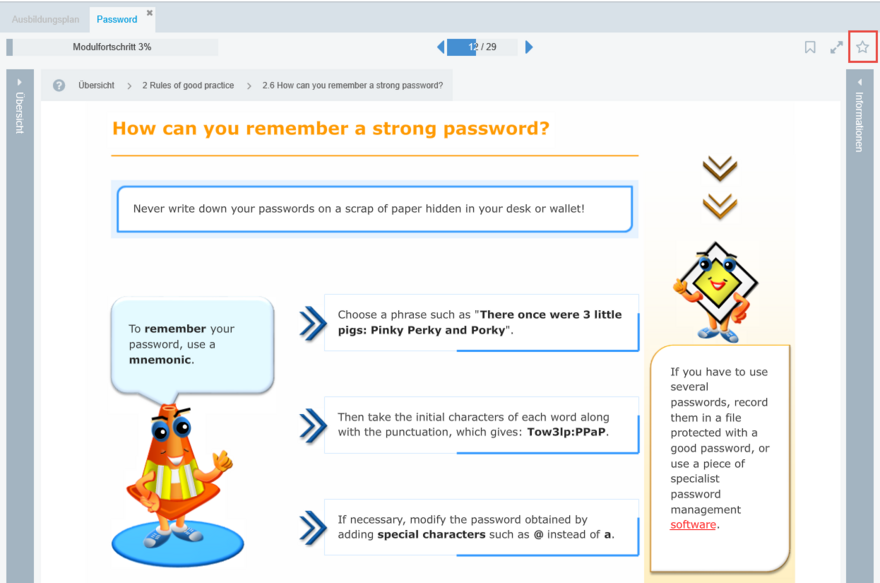 Lektion in Favorit setzen