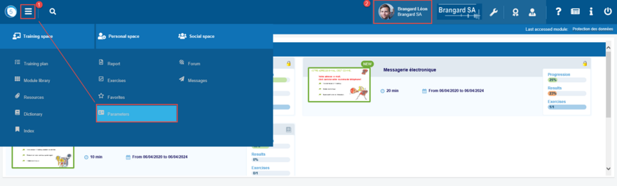 Access to the parameters