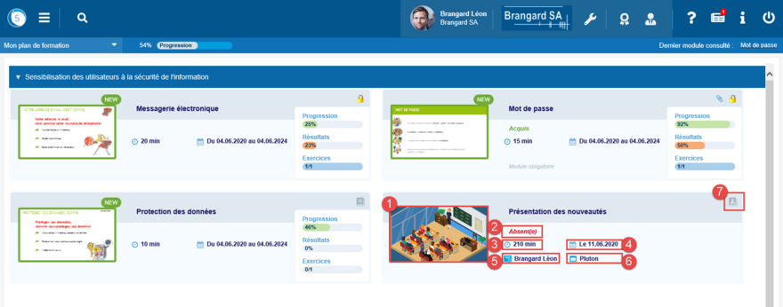 Informations des cours en salle