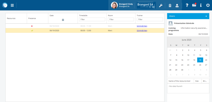 Classroom training informations