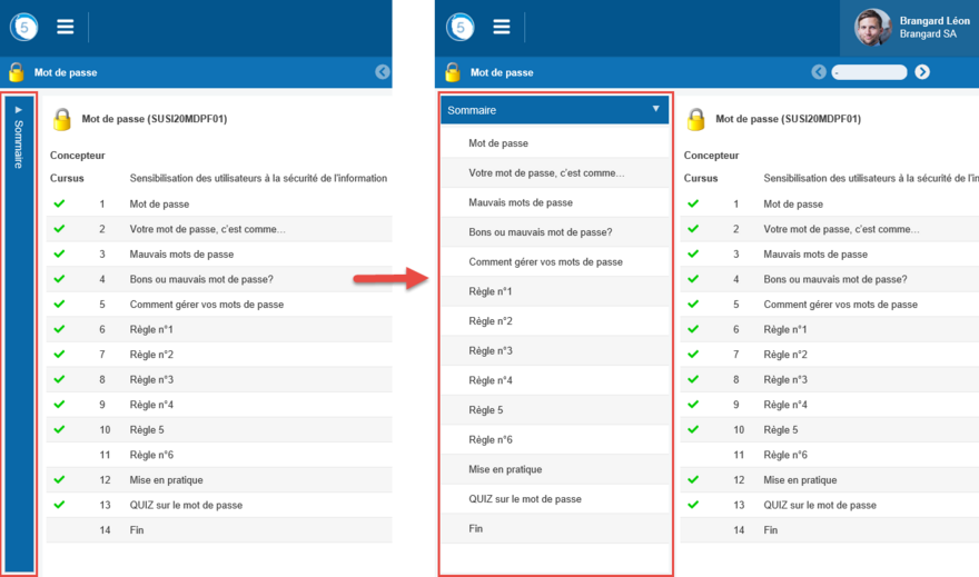 Mini sommaire replié ou déplié