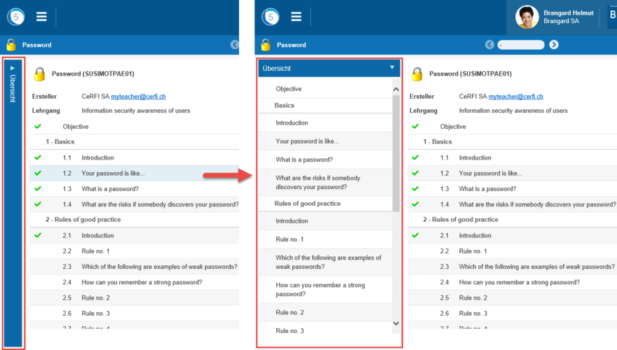 Verkleinerte oder geöffnete Mini-Zusammenfassung