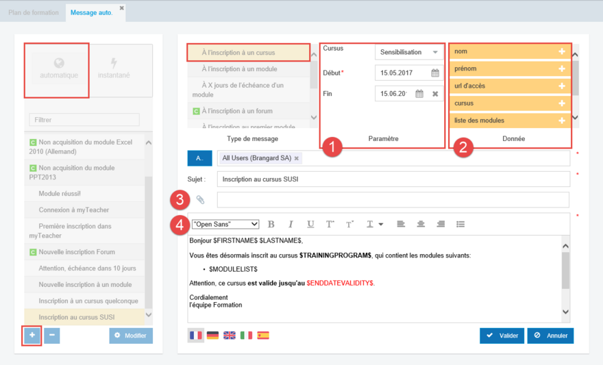 Compléter un message