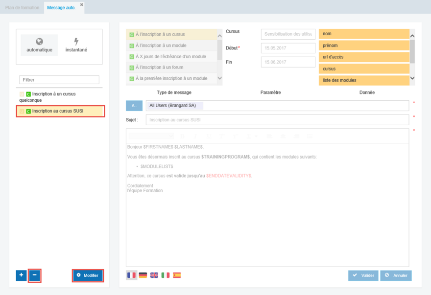 Modifier ou supprimer un message