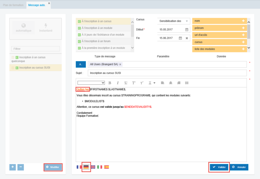 Traduction d'un message