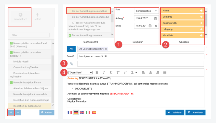 Nachricht vervollständigen
