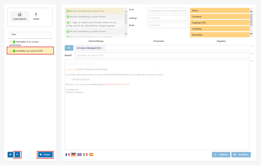 Ändern oder Löschen einer Nachricht
